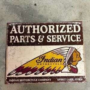 Vintage inspired Indian Motorcycle metal wall sign mancave garage decor